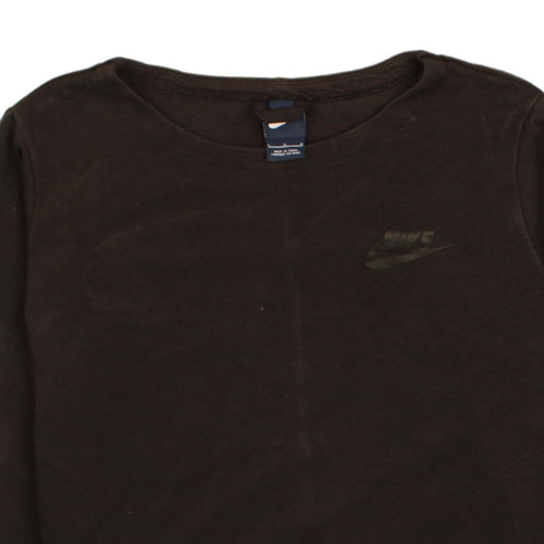 Nike Womens Black Pullover Sweatshirt L Logo Drawstring Hem
