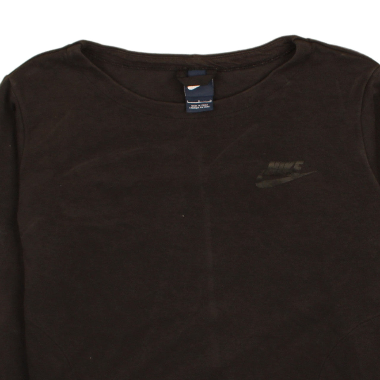 Nike Womens Black Pullover Sweatshirt L Logo Drawstring Hem