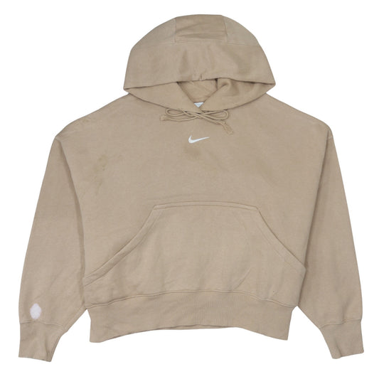 Nike Women Beige Small Pullover Hoodie Cotton Blend Casual