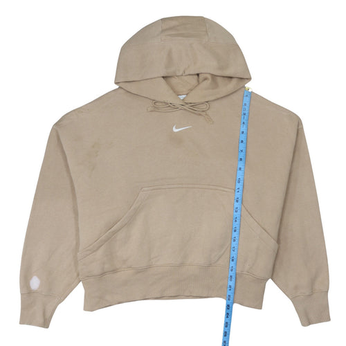 Nike Women Beige Small Pullover Hoodie Cotton Blend Casual