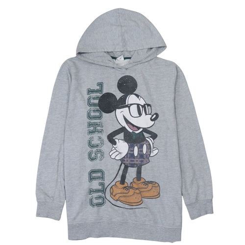 Disney Women's Grey Mickey Mouse 'Old School' Pullover Hoodie Size M