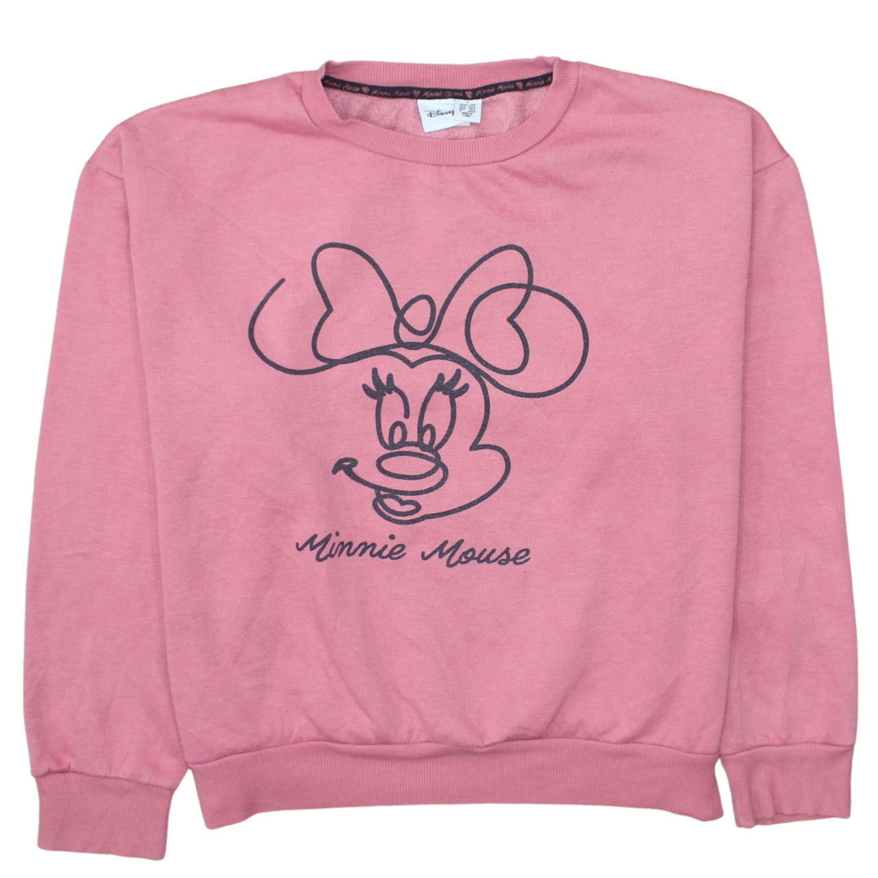 Disney Women Pink Minnie Mouse Sweatshirt Size L Crew Neck Pullover