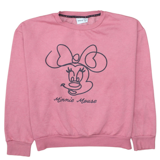 Disney Women Pink Minnie Mouse Sweatshirt Size L Crew Neck Pullover
