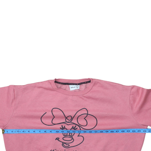 Disney Women Pink Minnie Mouse Sweatshirt Size L Crew Neck Pullover