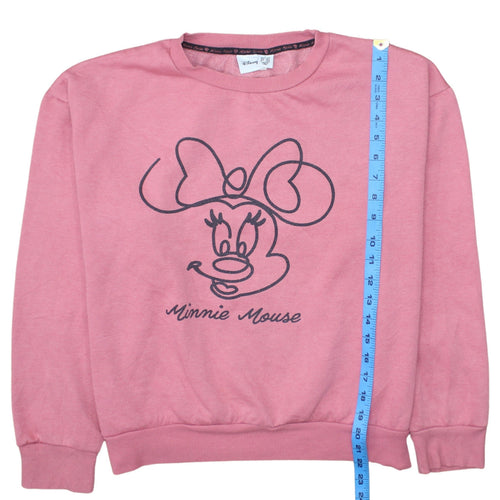 Disney Women Pink Minnie Mouse Sweatshirt Size L Crew Neck Pullover