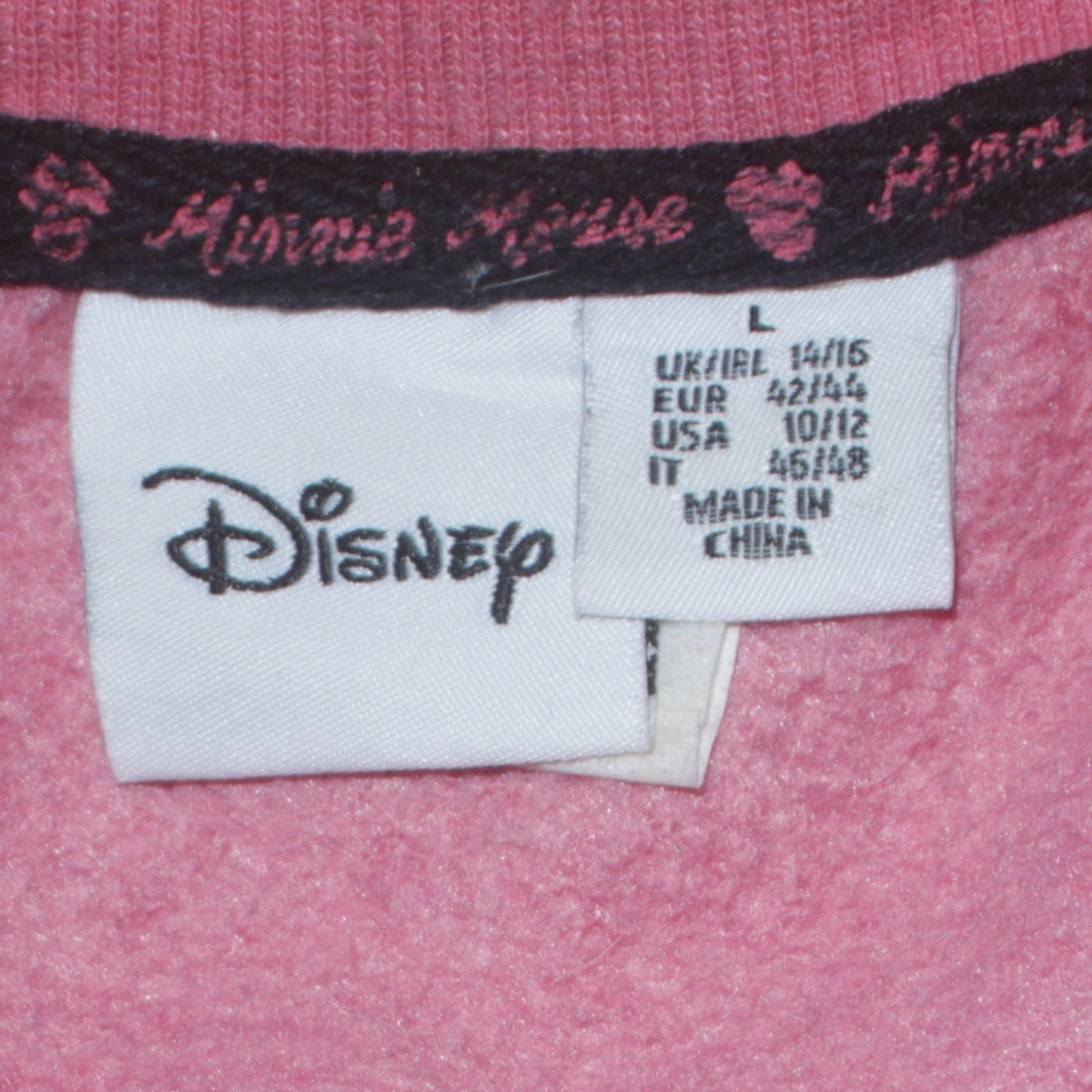 Disney Women Pink Minnie Mouse Sweatshirt Size L Crew Neck Pullover