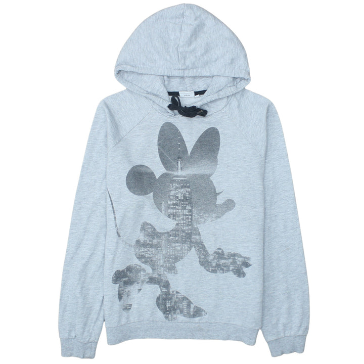 Disney Women Grey Minnie Mouse Hoodie Size L Pullover Cotton Blend