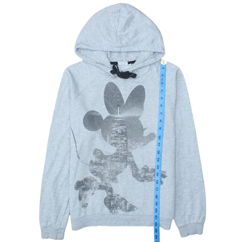 Disney Women Grey Minnie Mouse Hoodie Size L Pullover Cotton Blend