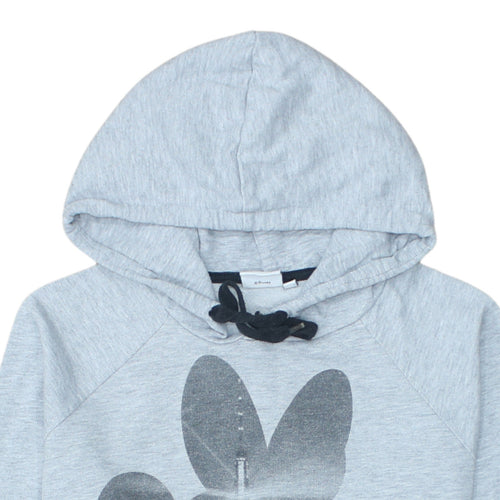 Disney Women Grey Minnie Mouse Hoodie Size L Pullover Cotton Blend
