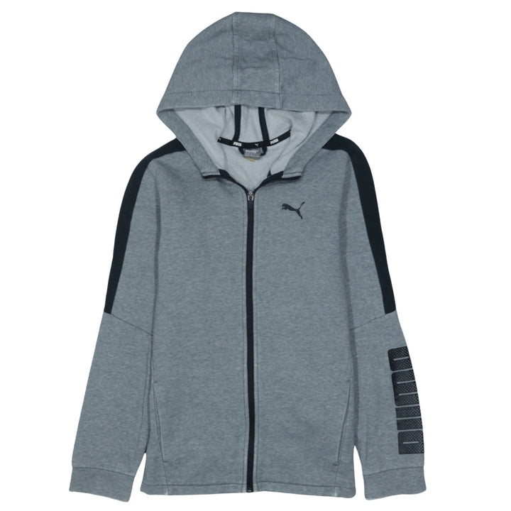 Puma Boys Grey Full Zip Hoodie Size 14 Years Logo Sportswear