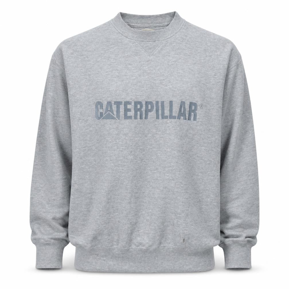 Front view of Caterpillar Men's Grey Pullover Sweatshirt L Regular Fit