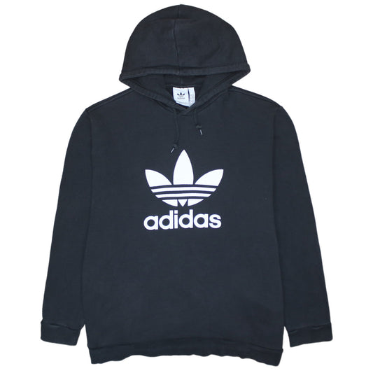Adidas Mens Black 2XL Pullover Hoodie Trefoil Logo Fleece Sweatshirt