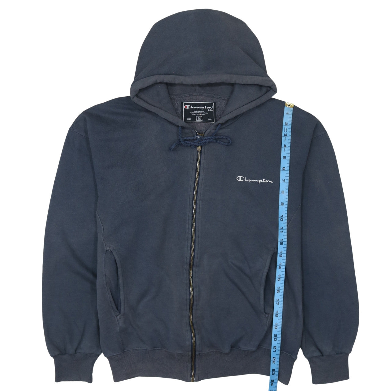 Champion Women's Navy Full Zip Hoodie Medium Cotton Blend