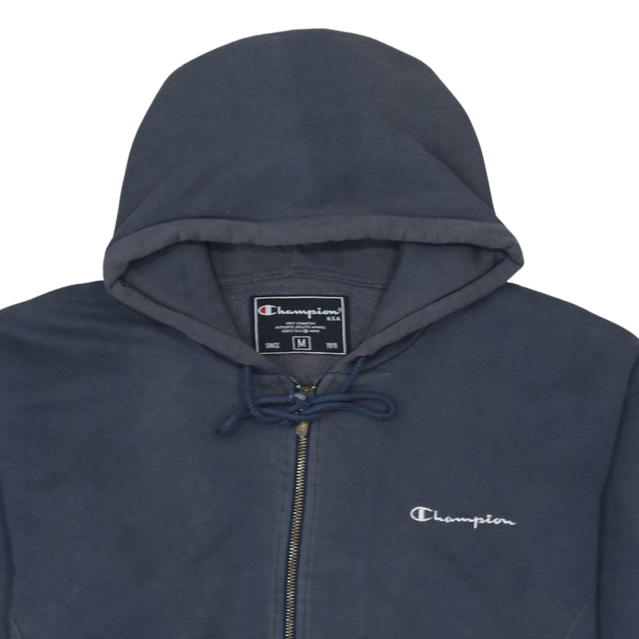 Champion Women's Navy Full Zip Hoodie Medium Cotton Blend