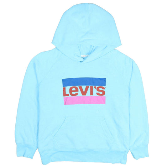 Levi's Womens Blue XS Pullover Hoodie Logo Print Casual Sweatshirt