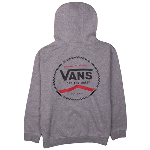 Vans Womens Grey Pullover Hoodie Large Logo Print Casual Sweatshirt