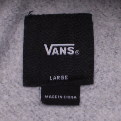 Vans Womens Grey Pullover Hoodie Large Logo Print Casual Sweatshirt