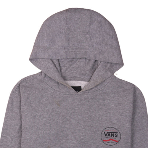Vans Womens Grey Pullover Hoodie Large Logo Print Casual Sweatshirt