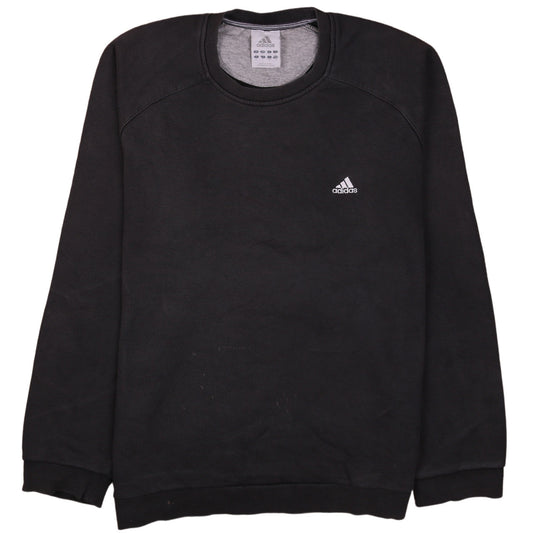 Adidas Men's Black Crew Neck Pullover Sweatshirt L Cotton Blend