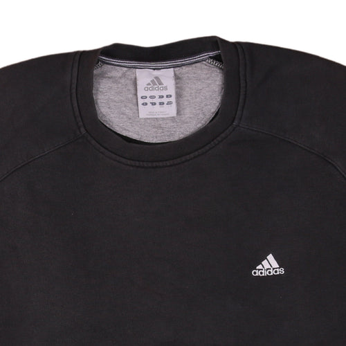Adidas Men's Black Crew Neck Pullover Sweatshirt L Cotton Blend