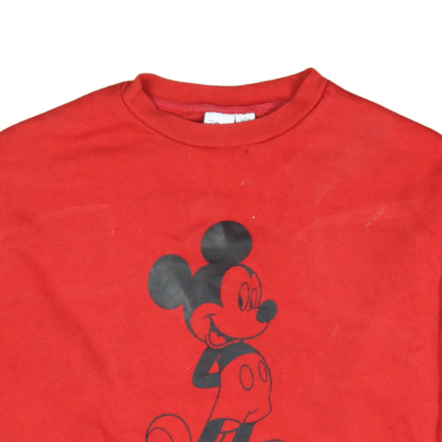 Disney Women Red Mickey Mouse Pullover Sweatshirt Size S