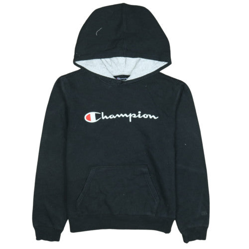 Champion Boys Black XL Pullover Hoodie with Logo Print