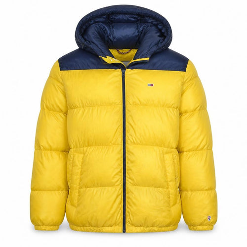 Tommy Jeans Men's Yellow XL Hooded Puffer Jacket Winter
