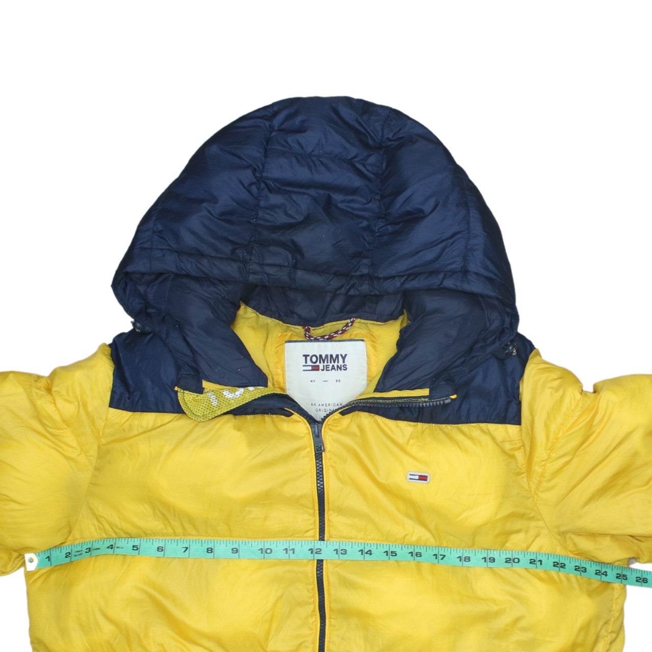 Tommy Jeans Men's Yellow XL Hooded Puffer Jacket Winter