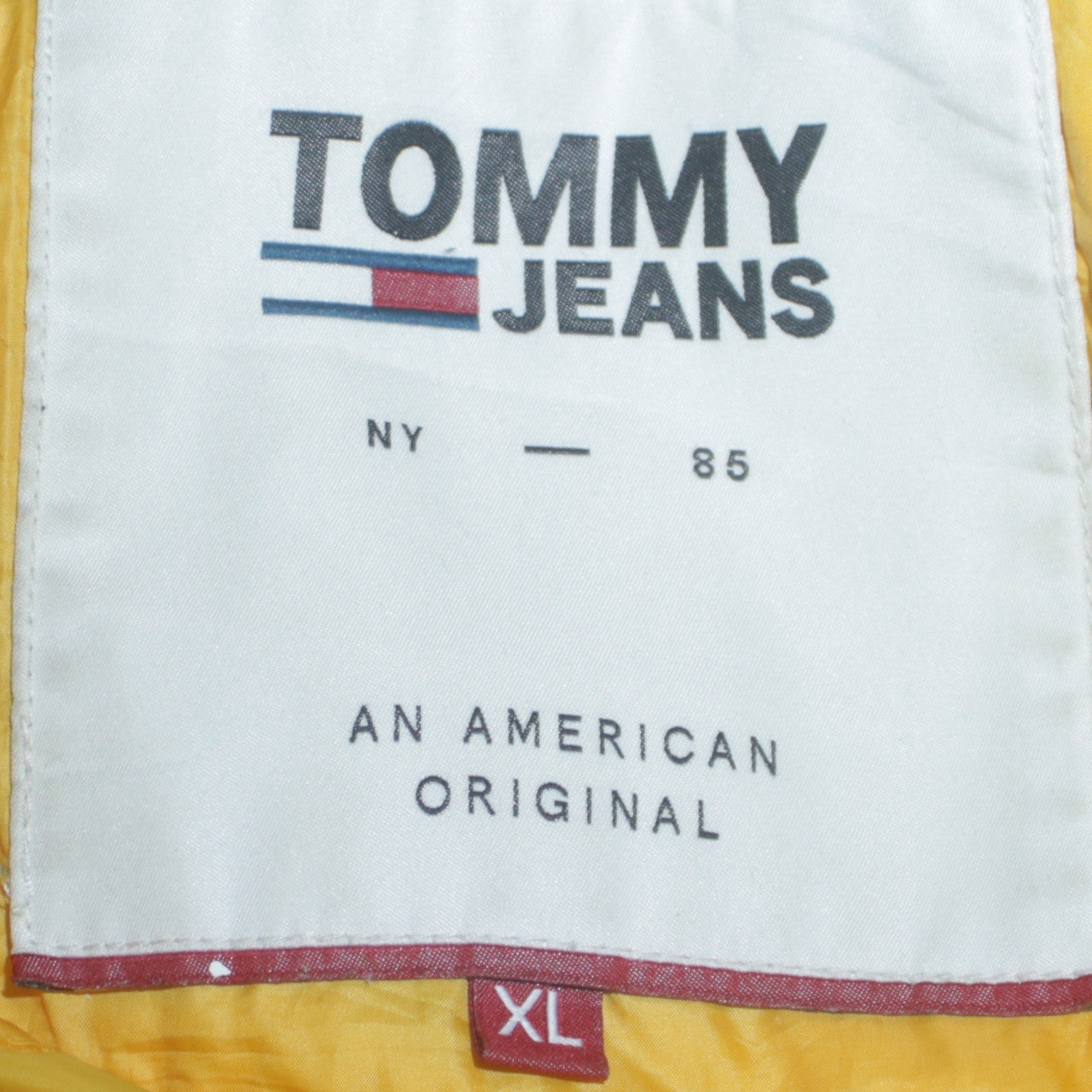 Tommy Jeans Men's Yellow XL Hooded Puffer Jacket Winter