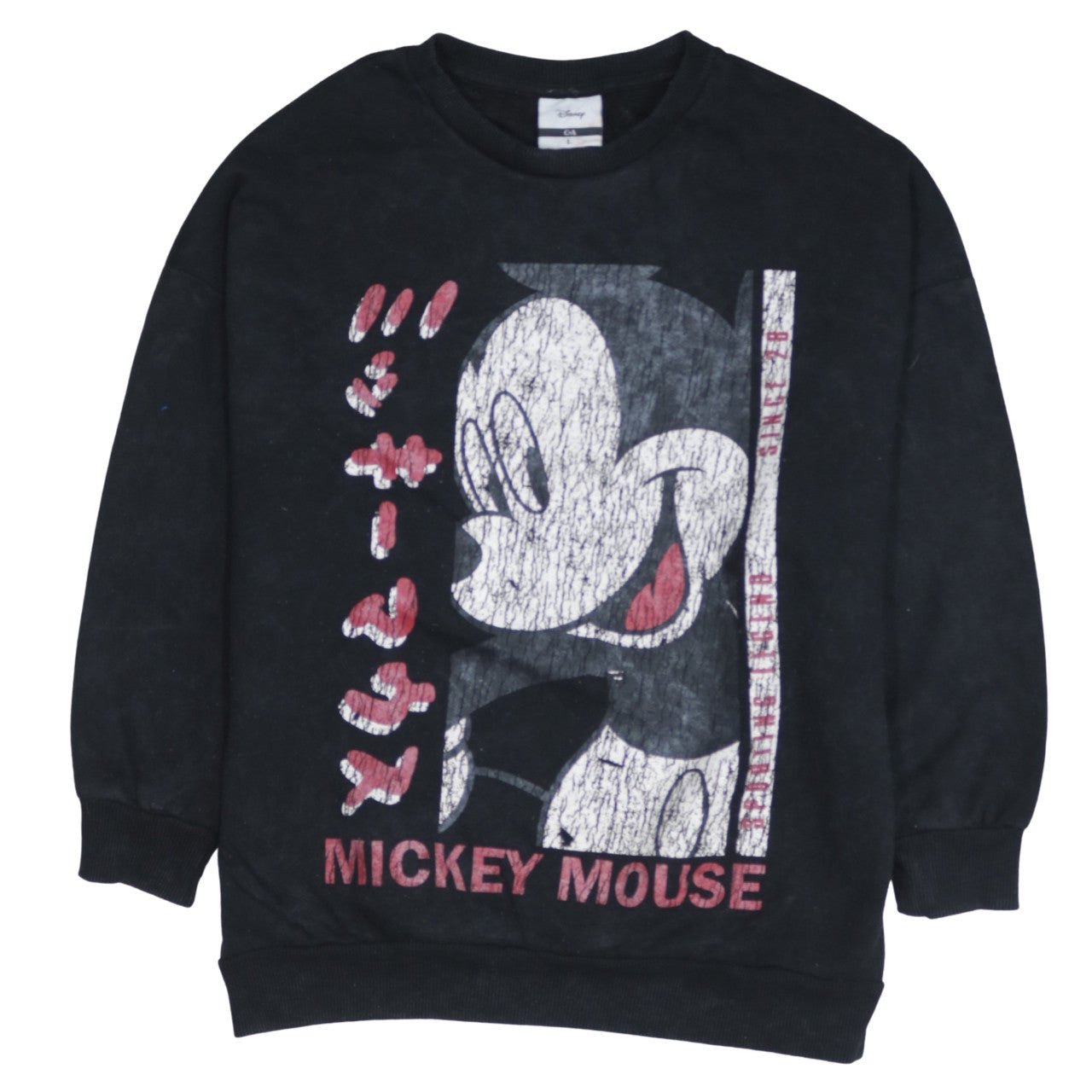Disney C&A Women Black L Pullover Sweatshirt Mickey Mouse Print