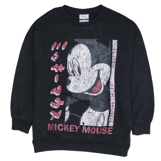 Disney C&A Women Black L Pullover Sweatshirt Mickey Mouse Print