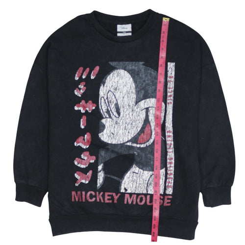 Disney C&A Women Black L Pullover Sweatshirt Mickey Mouse Print