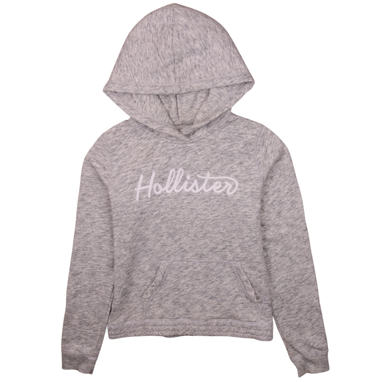 Hollister Women Grey Pullover Hoodie Small Logo Hooded Sweatshirt