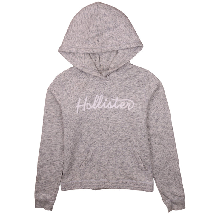 Hollister Women Grey Pullover Hoodie Small Logo Hooded Sweatshirt