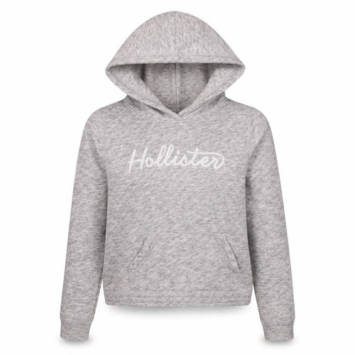 Hollister Women Grey Pullover Hoodie Small Logo Hooded Sweatshirt