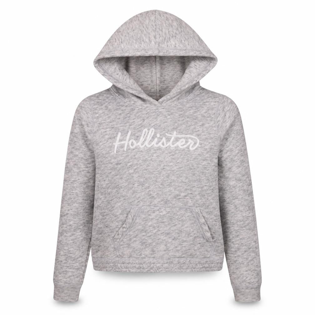 Hollister Women Grey Pullover Hoodie Small Logo Hooded Sweatshirt