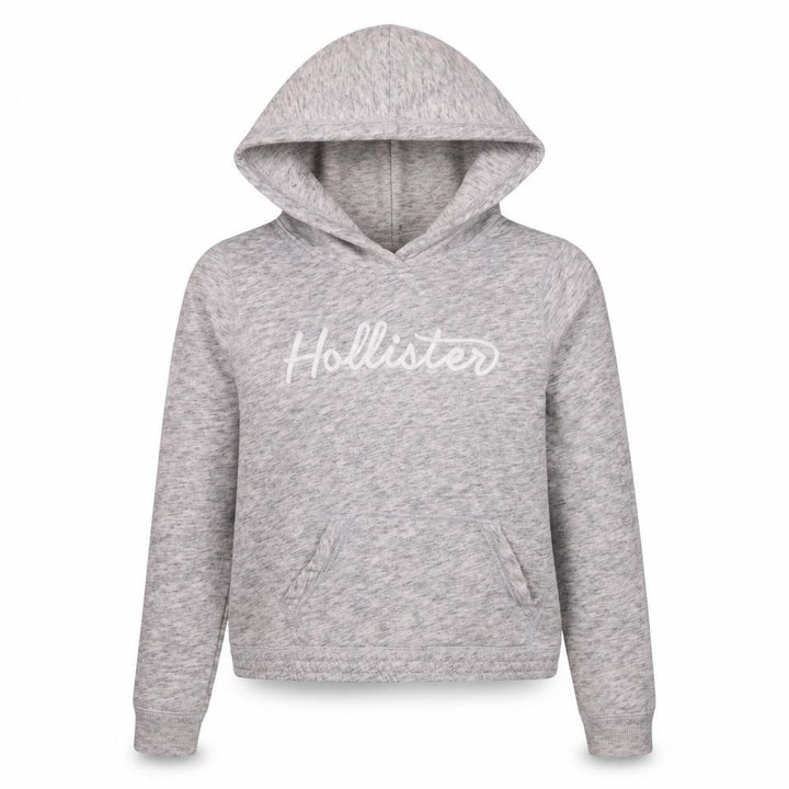 Hollister Women Grey Pullover Hoodie Small Logo Hooded Sweatshirt