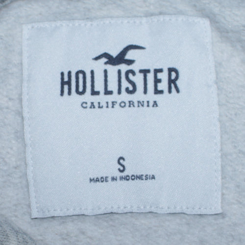 Hollister Women Grey Pullover Hoodie Small Logo Hooded Sweatshirt