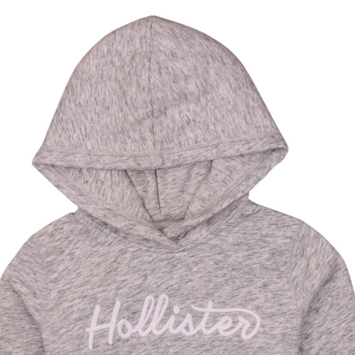 Hollister Women Grey Pullover Hoodie Small Logo Hooded Sweatshirt