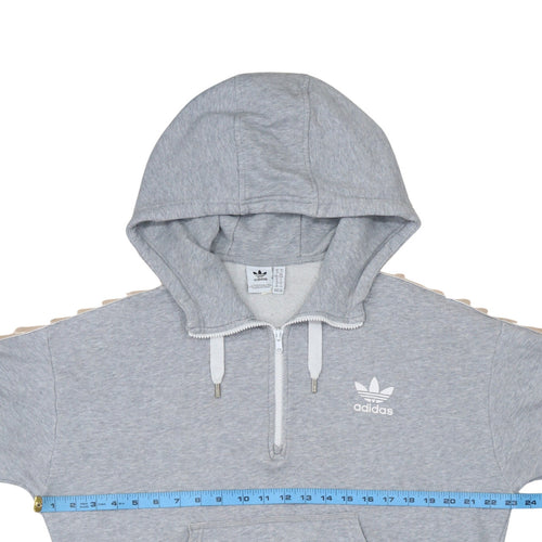Adidas Women’s Grey Beige 1/4 Zip Hooded Sweatshirt Size 14