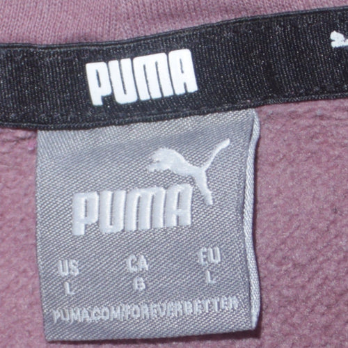 Puma Women Mauve Pullover Hoodie L Cotton Blend Casual Wear