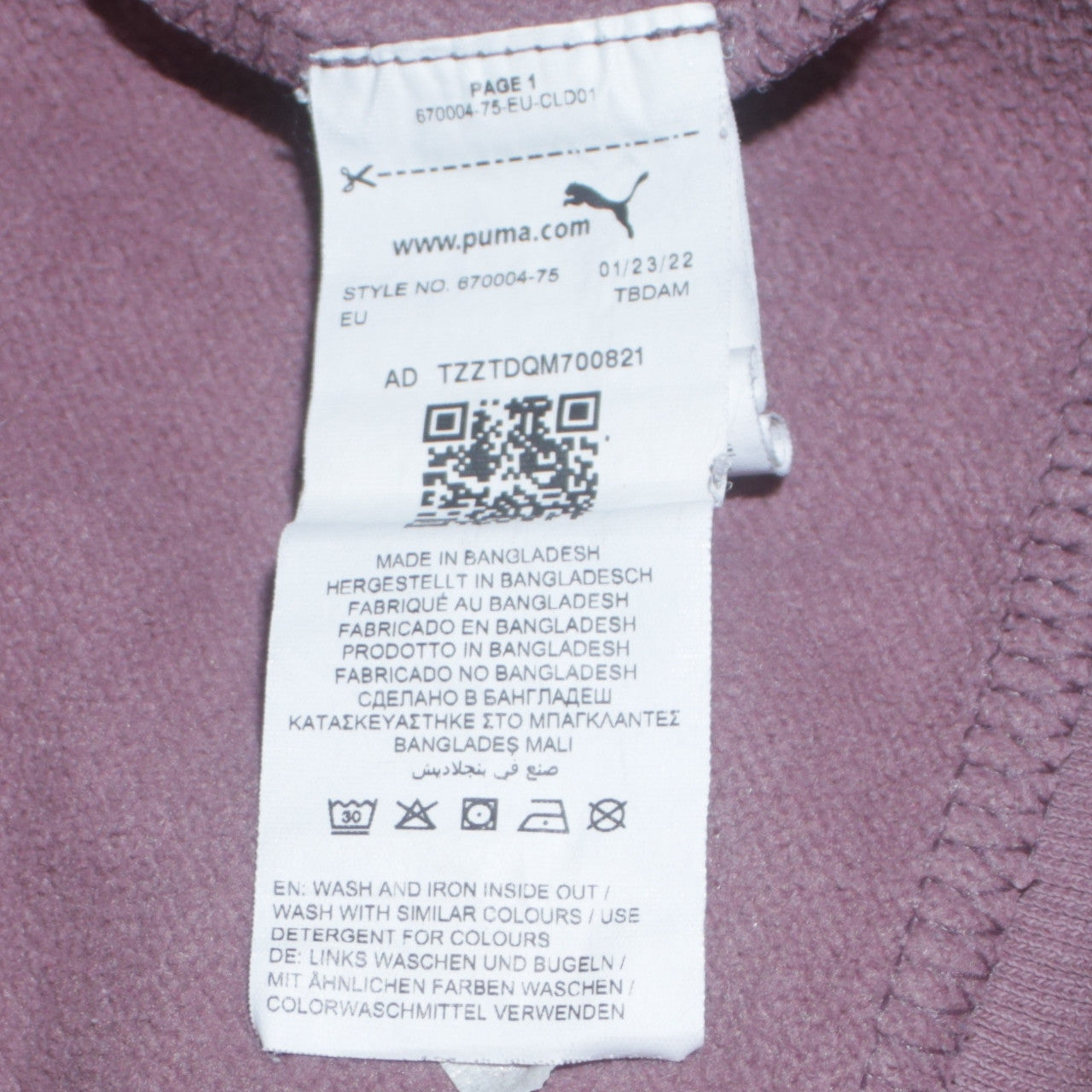 Puma Women Mauve Pullover Hoodie L Cotton Blend Casual Wear