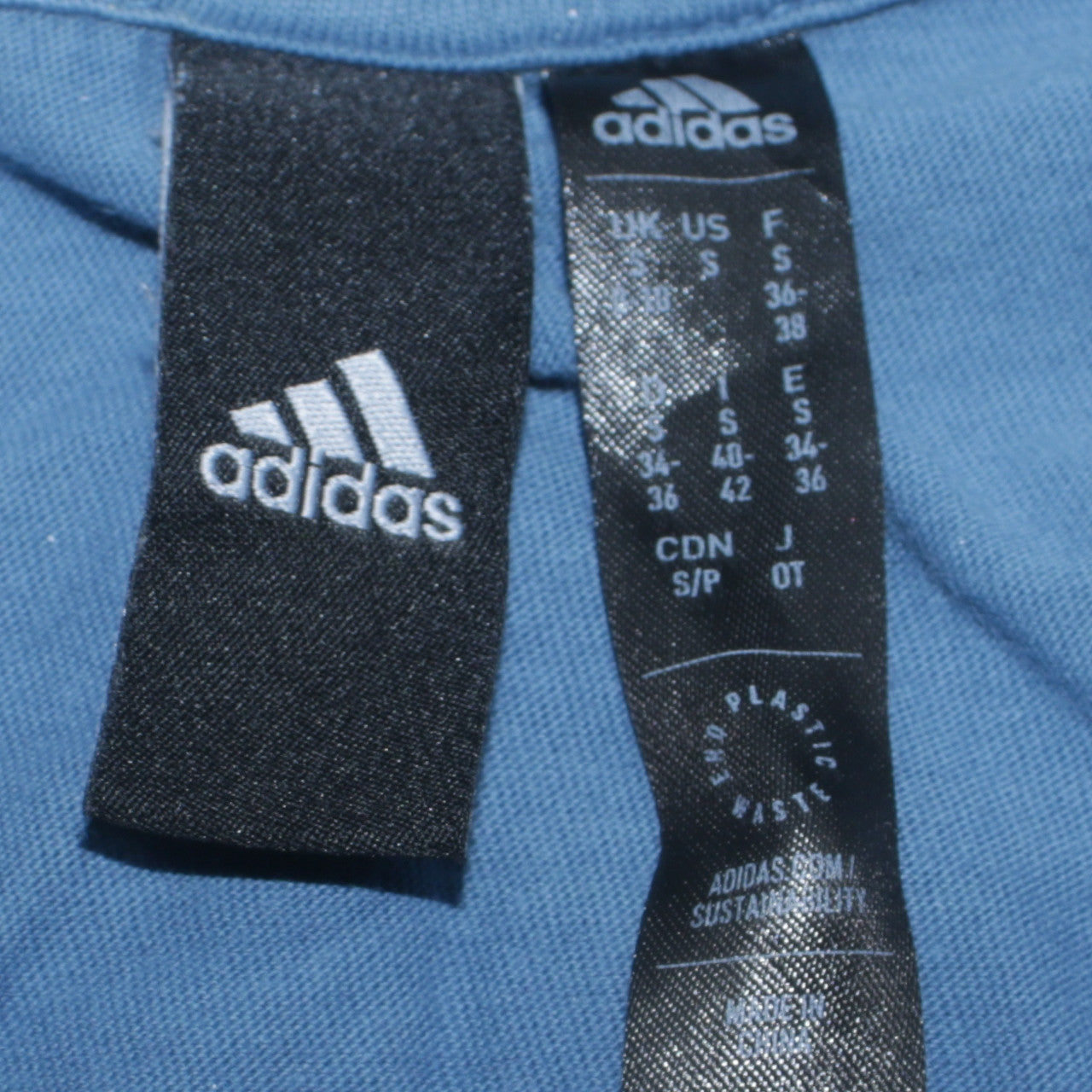 Adidas Women Blue Cotton Short Sleeve Basic T-Shirt Size S