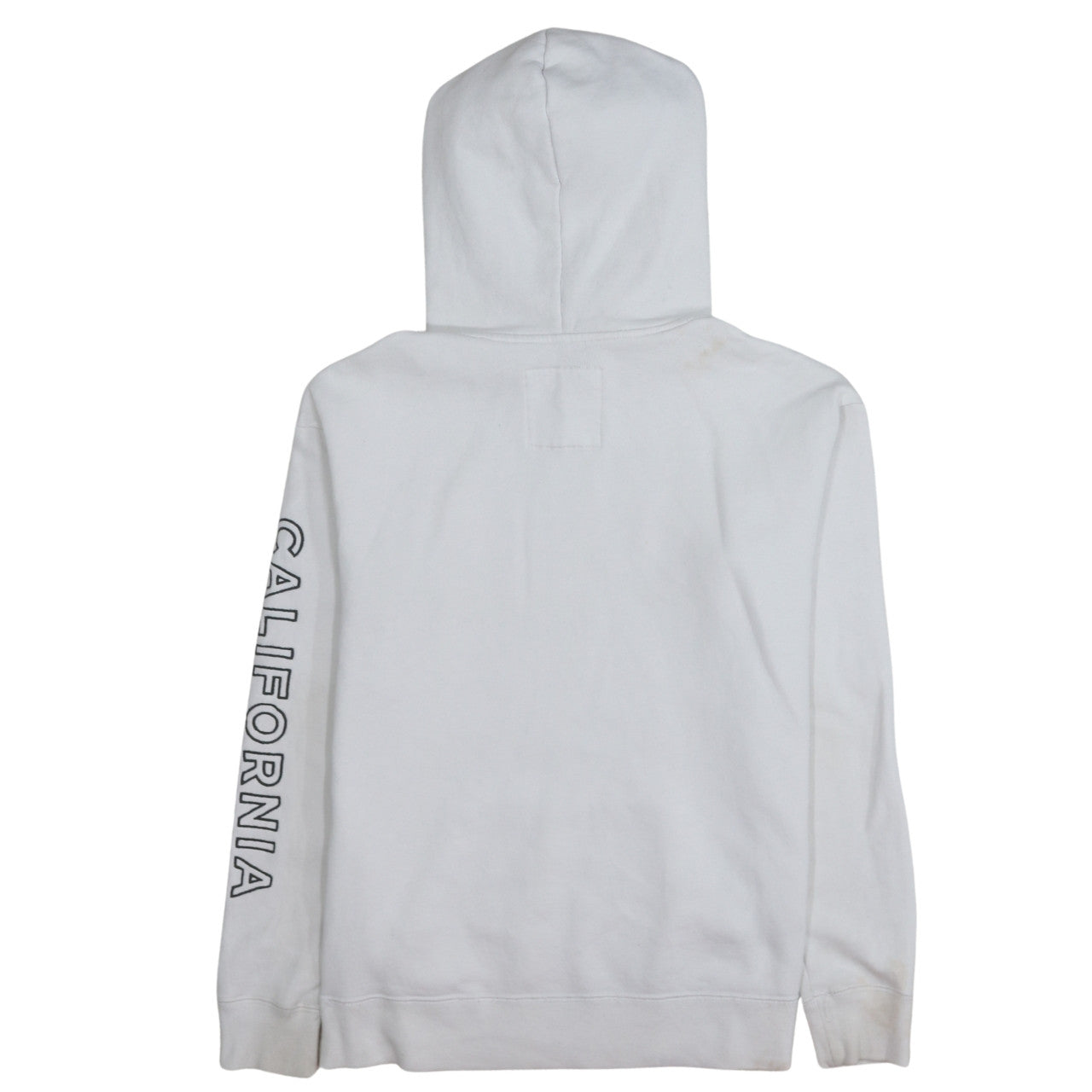 Hollister Men's White Pullover Hoodie Small Fleece Graphic Print