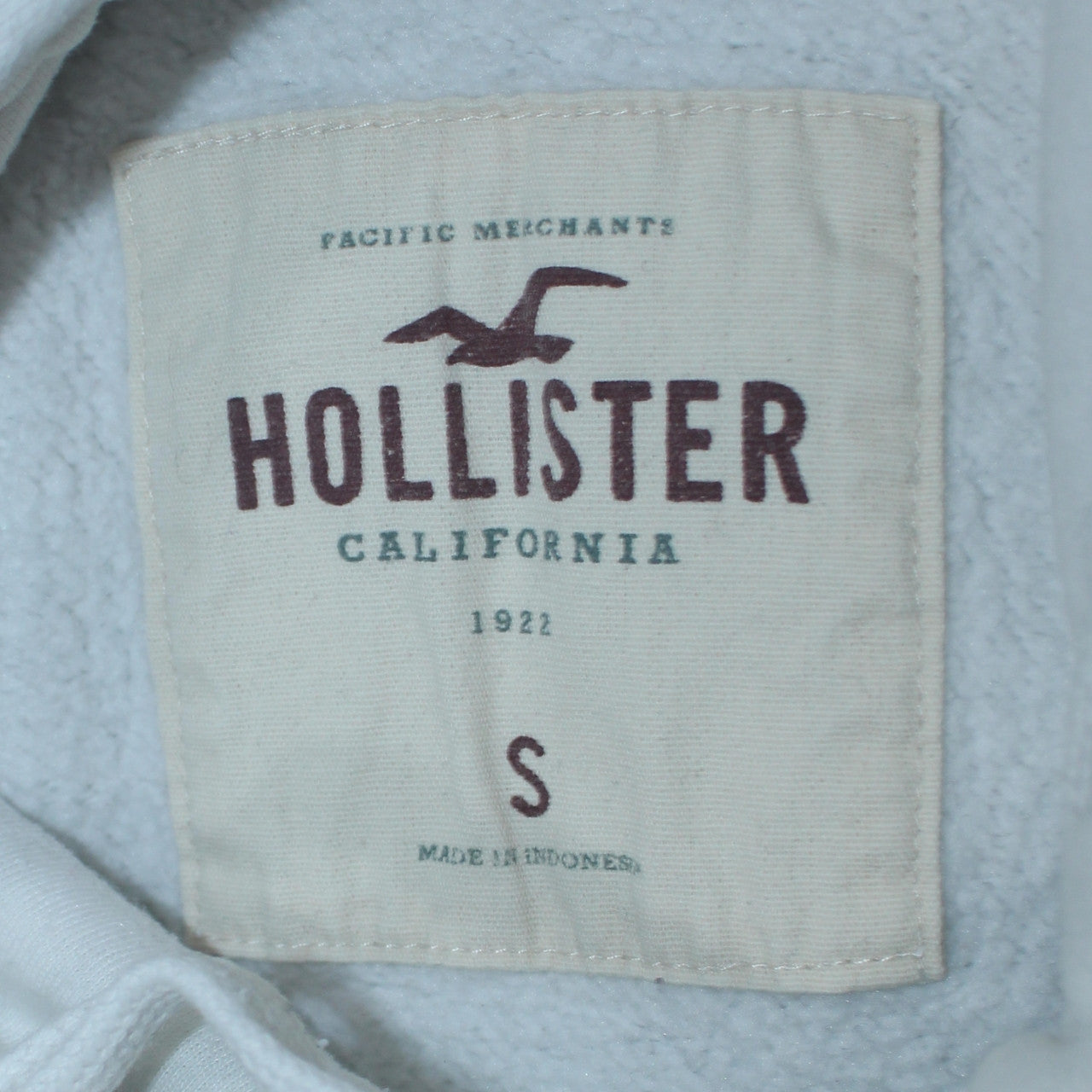 Hollister Men's White Pullover Hoodie Small Fleece Graphic Print