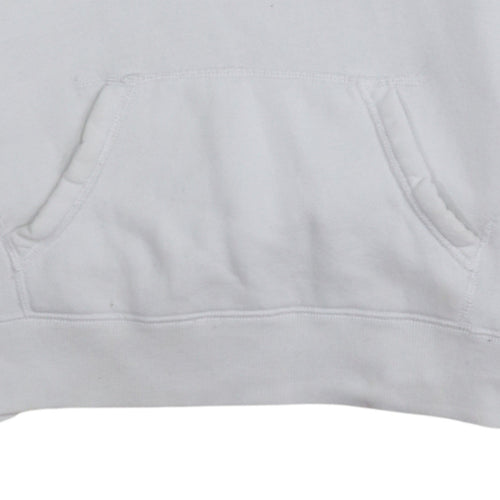 Hollister Men's White Pullover Hoodie Small Fleece Graphic Print