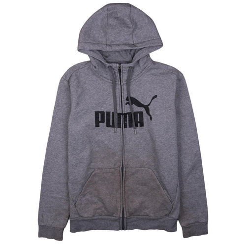Puma Mens Grey Full Zip Hoodie M Regular Graphic Fleece Sweatshirt
