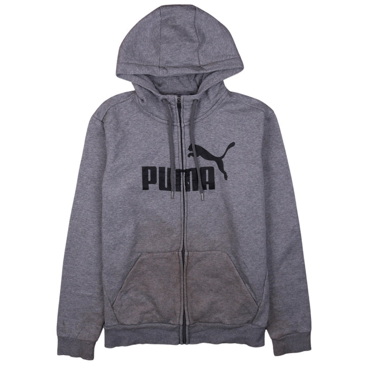 Puma Mens Grey Full Zip Hoodie M Regular Graphic Fleece Sweatshirt