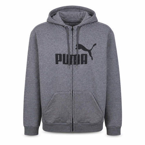 Puma Mens Grey Full Zip Hoodie M Regular Graphic Fleece Sweatshirt