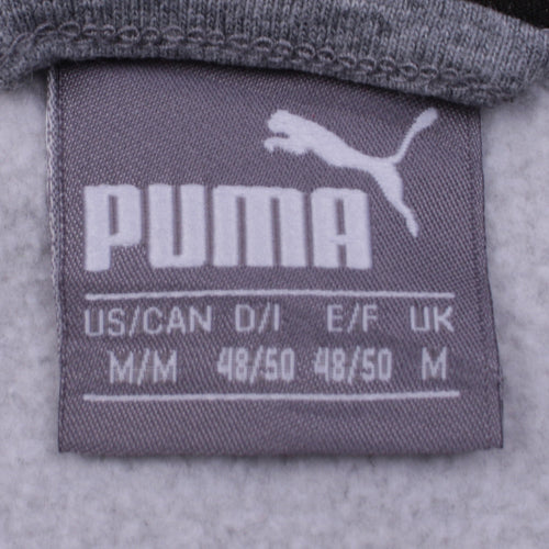 Puma Mens Grey Full Zip Hoodie M Regular Graphic Fleece Sweatshirt
